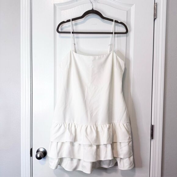 Likely x Revolve Amica Tiered Ruffle Hem Mini Dress in White NWT Women’s Size 14 - Picture 2 of 11